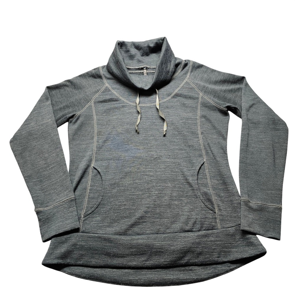 Kuhl Womens Cowl Neck Hiking Pullover Sweatshirt Gray Heather Thumbholes Size M